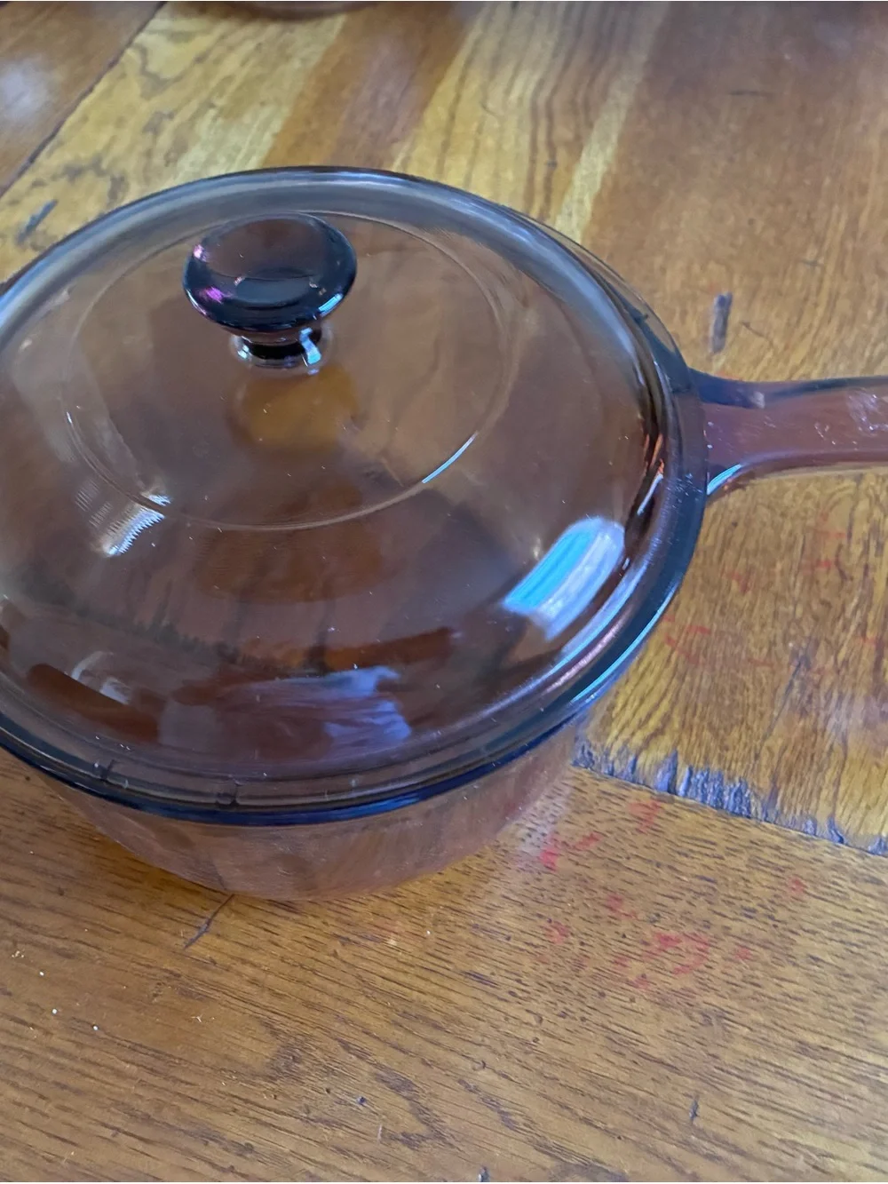 Corningware Visions Amber Glass Covered Saucepan with Handle
